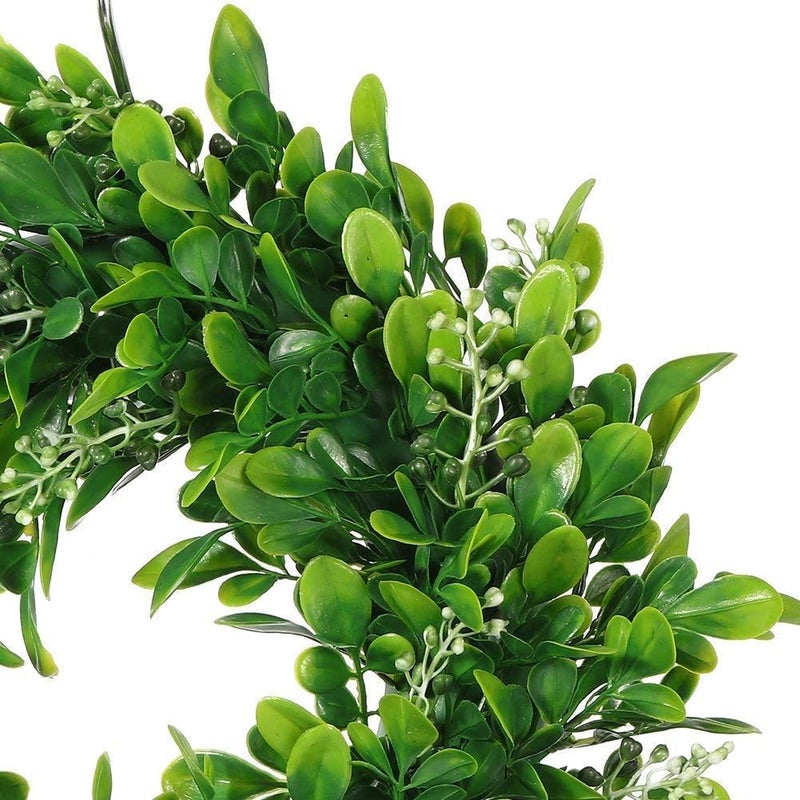 LSKYTOP 2 Pcs Boxwood Wreath with Artificial Wreath Green Leaves Door Wall Window Decoration,11Inch/PC - Image 3